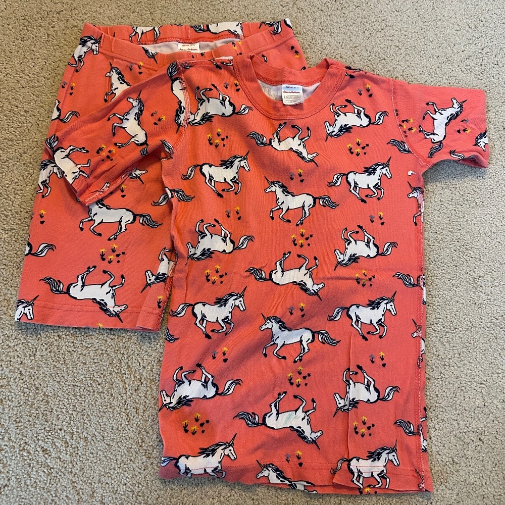 Hanna Andersson Shortie Pajamas, Unicorn Print , 100%  Cotton, Girls 14